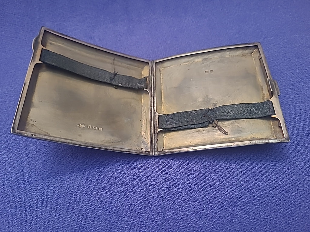 Antique Sterling Silver Engraved Cigarette Case Birmingham 1926 J L 110g
