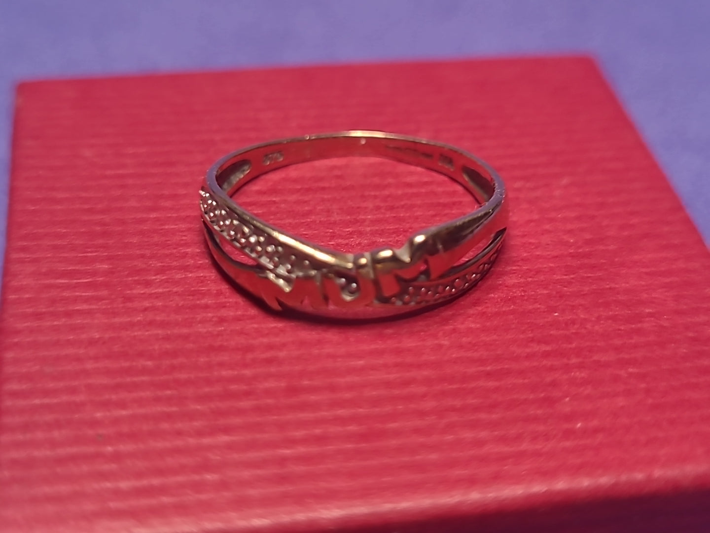 9ct Yellow Gold MUM Ring Size K Hallmarked Mother's Day Gift Present