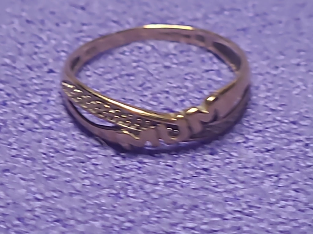 9ct Yellow Gold MUM Ring Size K Hallmarked Mother's Day Gift Present