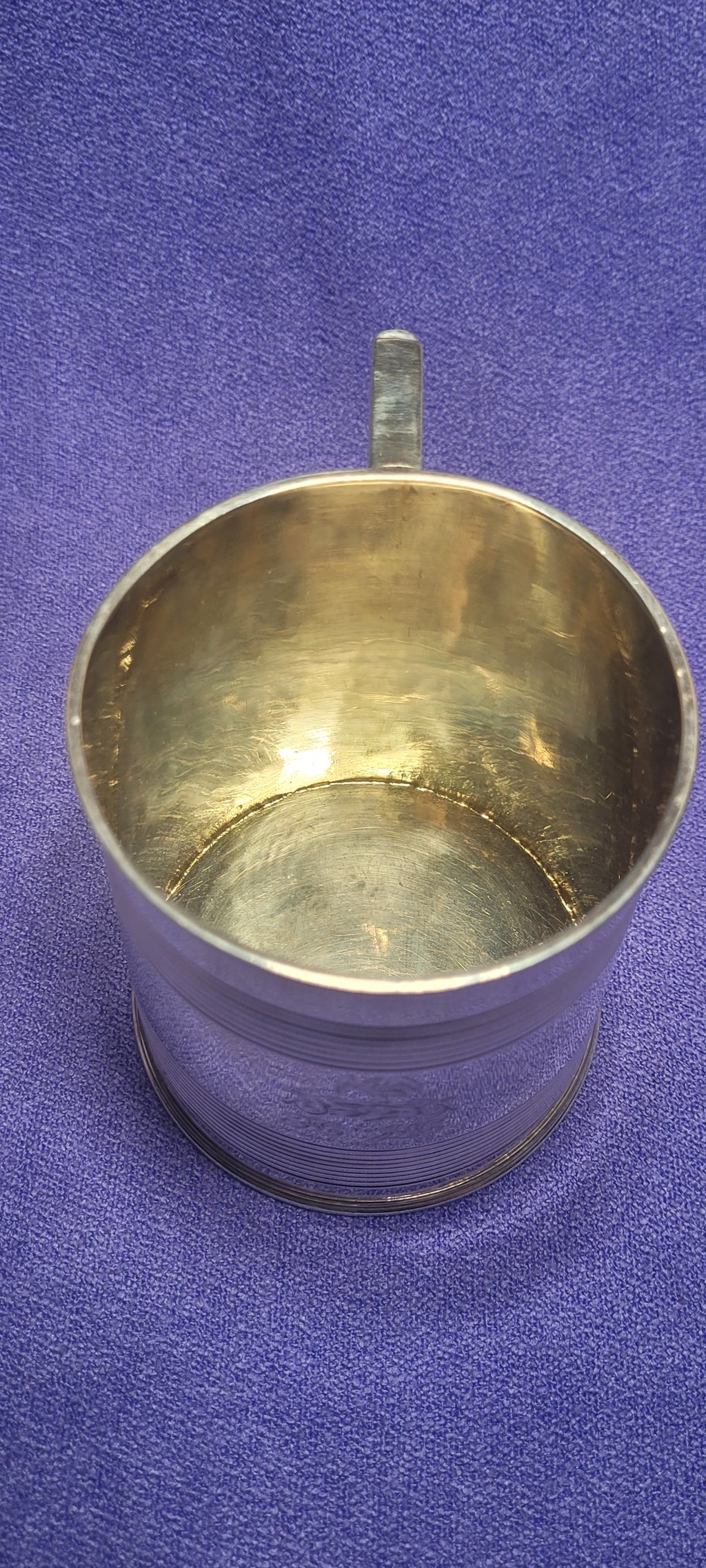 1856 Exeter Sterling Silver Christening Mug Lined Pattern Josiah Williams