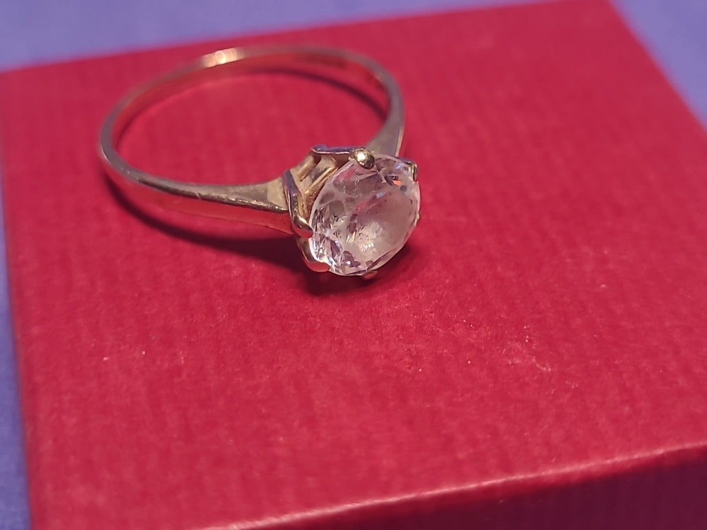 9ct Gold CZ Solitaire Ring Size L 1/2 Hallmarked Boxed 1.8g