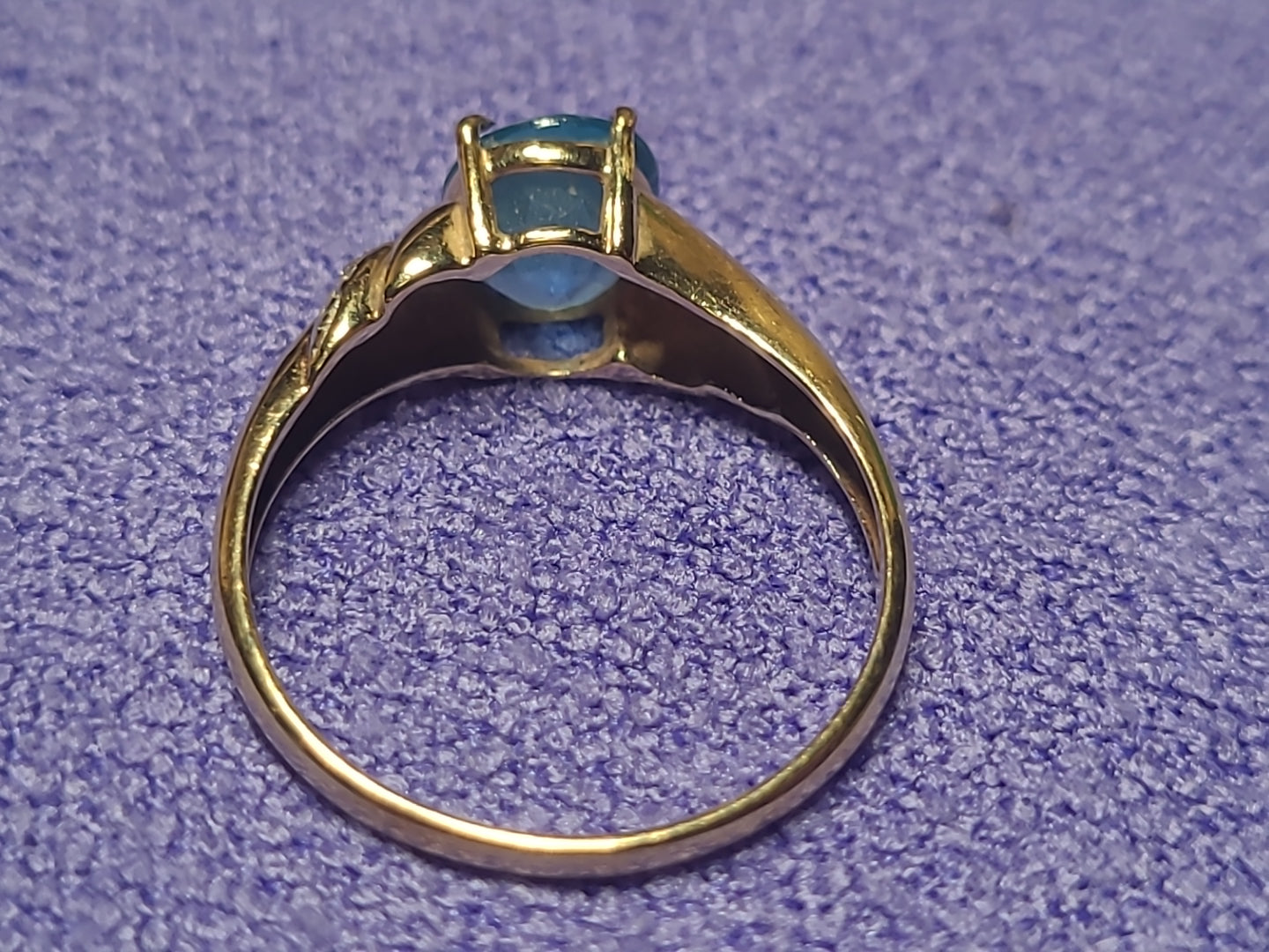 9ct Gold Blue Topaz Ring Size Q – Elegant Vintage Style – Stamped 9K – Superb