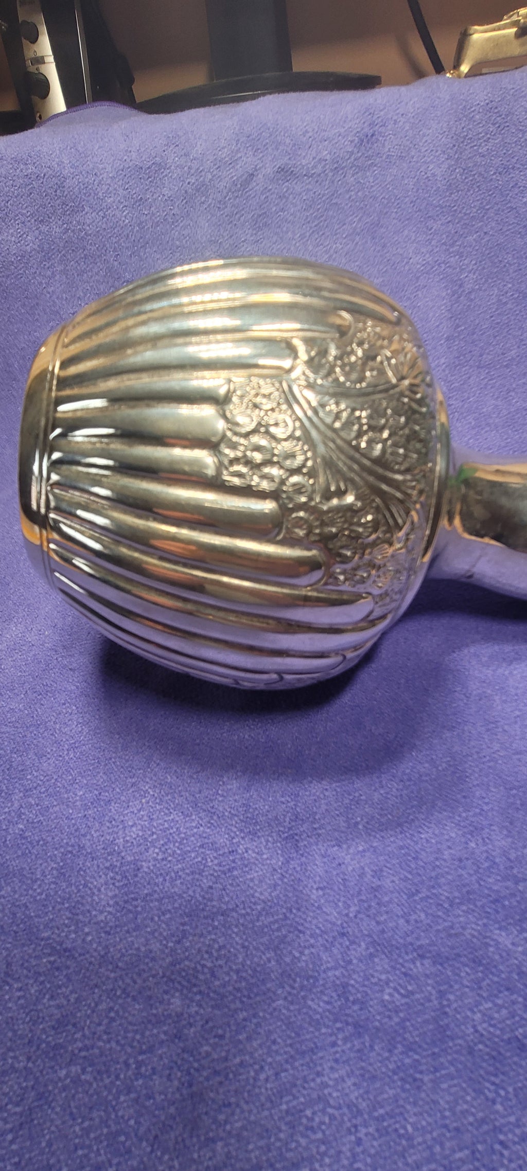 Antique Solid Silver Vase 351g 18cm Hand Chased Floral Design Stamped "SILVER"