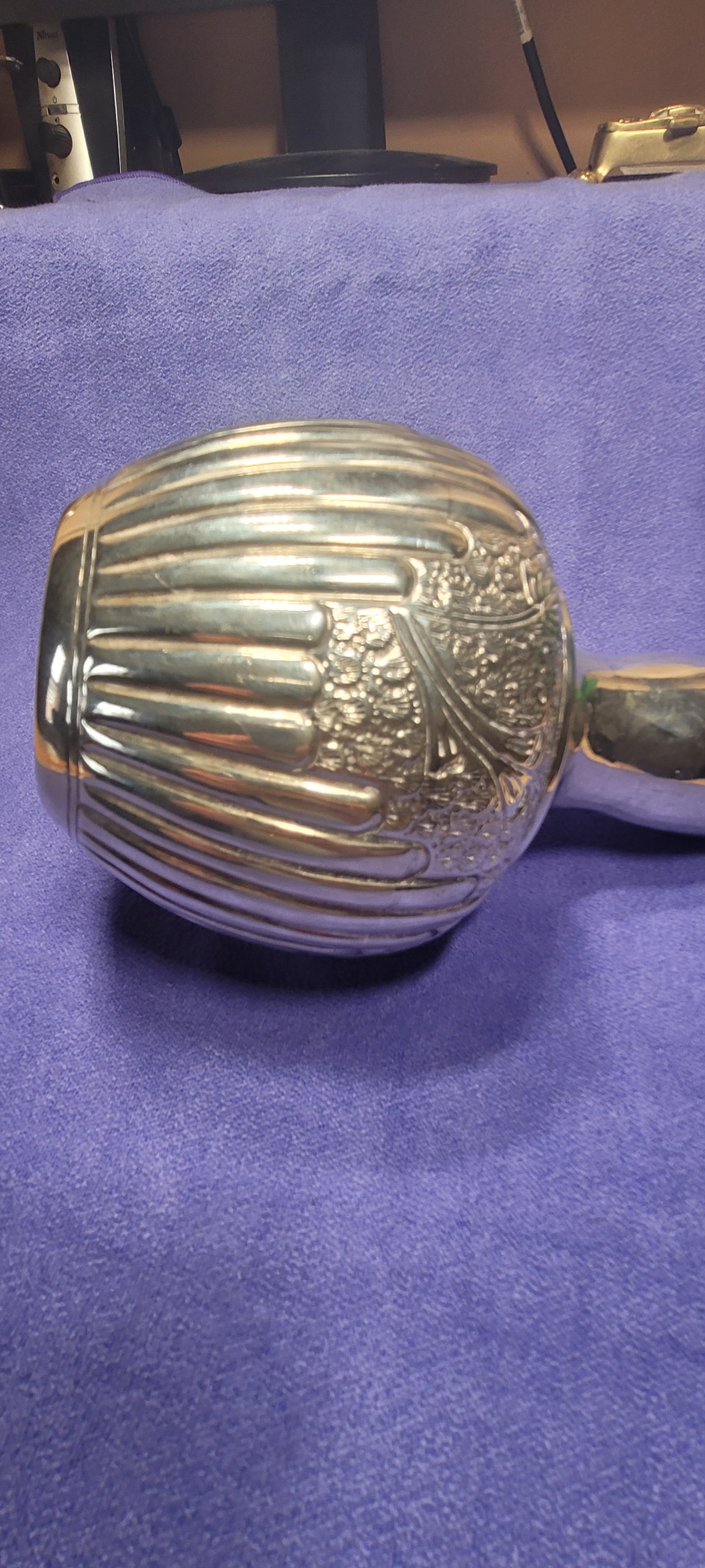 Antique Solid Silver Vase 351g 18cm Hand Chased Floral Design Stamped "SILVER"