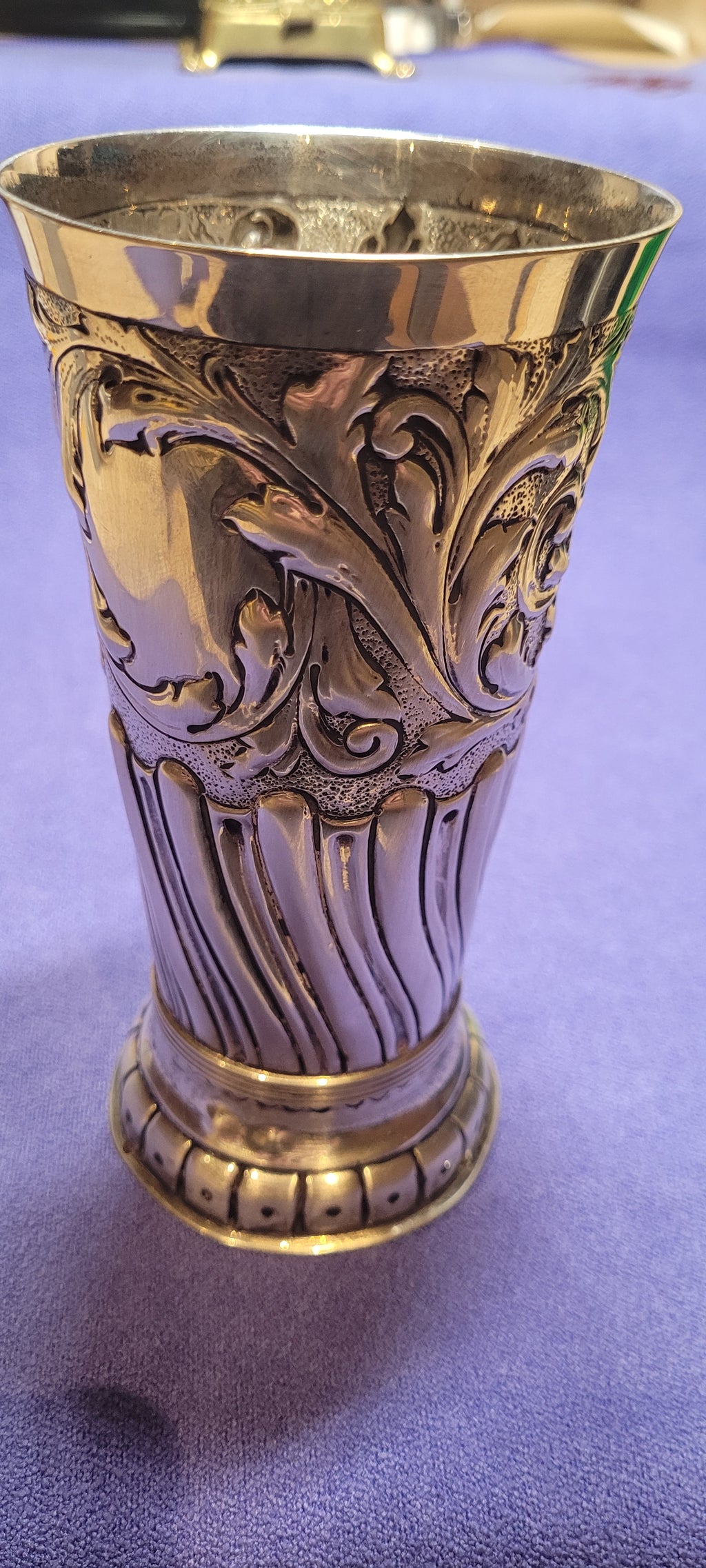 Victorian Sterling Silver Repousse Vase, 1888,Francis Boone Thomas, 193g ,London