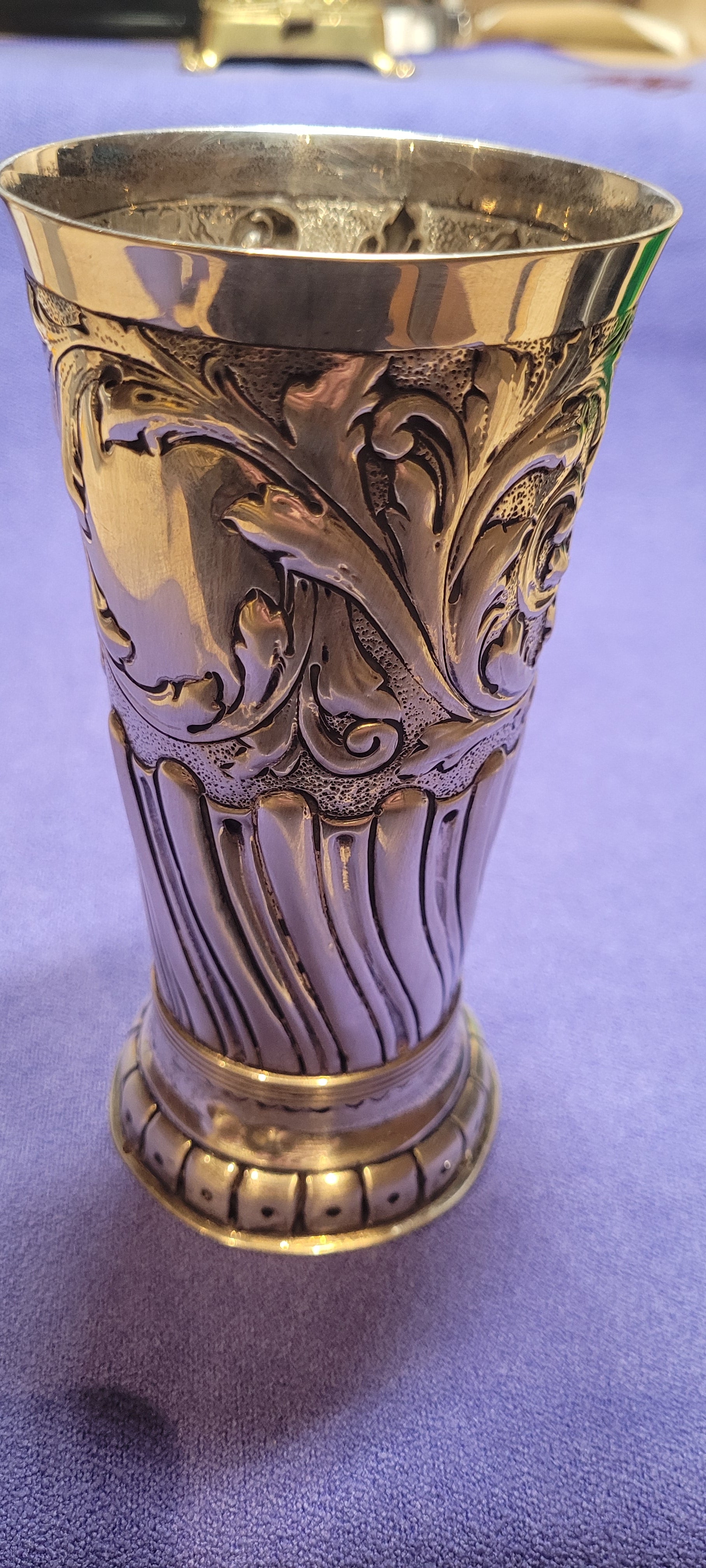 Victorian Sterling Silver Repousse Vase, 1888,Francis Boone Thomas, 193g ,London