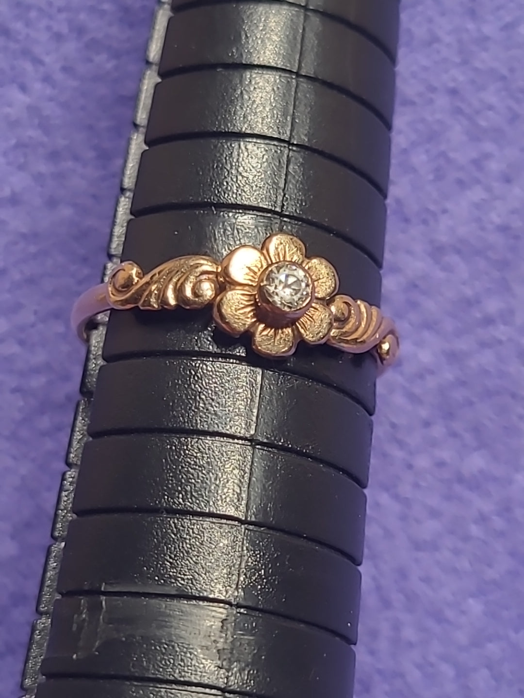 583 Yellow Gold Flower Ring Size O 1/2 Hallmarked 1.95g Vintage Soviet Jewelry