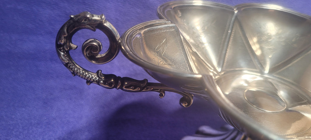 Antique Austro Hungarian Sterling Silver Gothic Compote Vienna c1870 215g