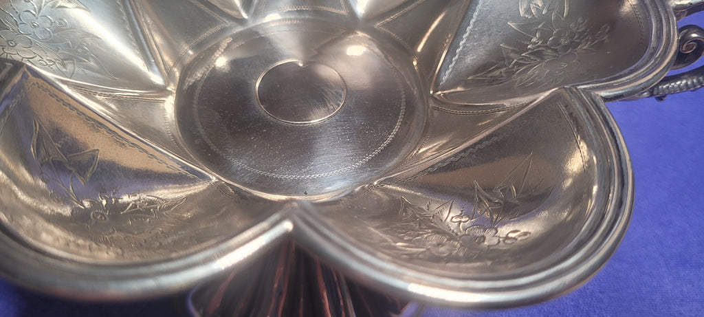 Antique Austro Hungarian Sterling Silver Gothic Compote Vienna c1870 215g