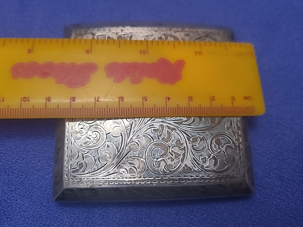 Antique Sterling Silver Engraved Cigarette Case Birmingham 1926 J L 110g