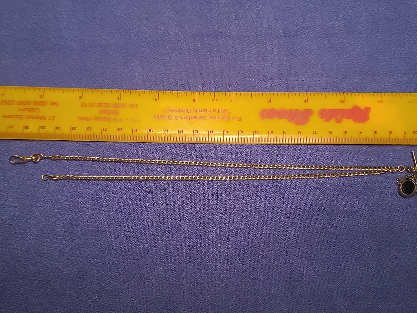 9ct Gold Onyx & Bloodstone Fob Pendant With Chain Hallmarked 7.5g