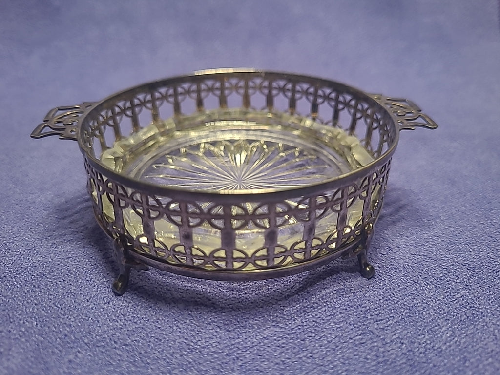 Antique 1925 Adie Brothers Sterling Silver Butter Dish Glass Liner Birmingham