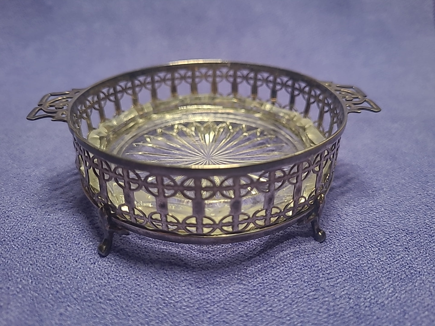 Antique 1925 Adie Brothers Sterling Silver Butter Dish Glass Liner Birmingham