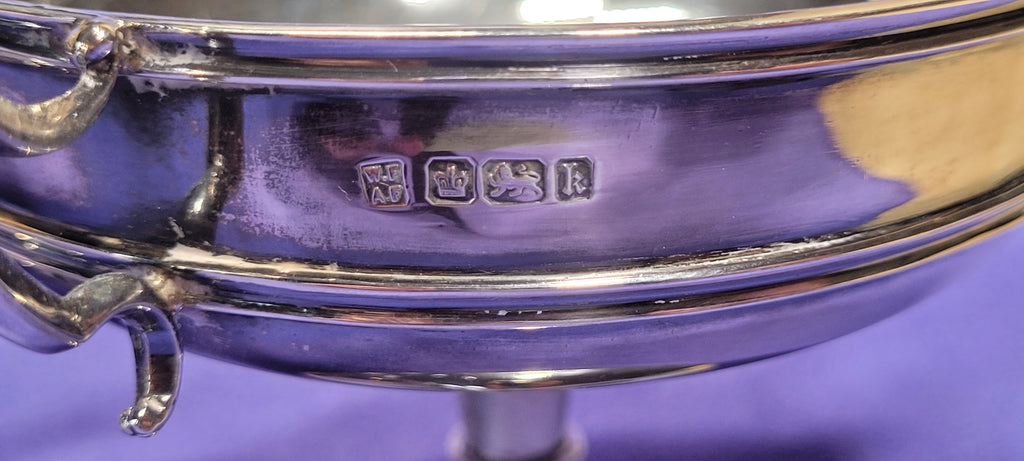 PAIR SOLID SILVER HANDLED PEDESTAL BOWLS FORDHAM & FAULKNER SHEFFIELD 1902 388g