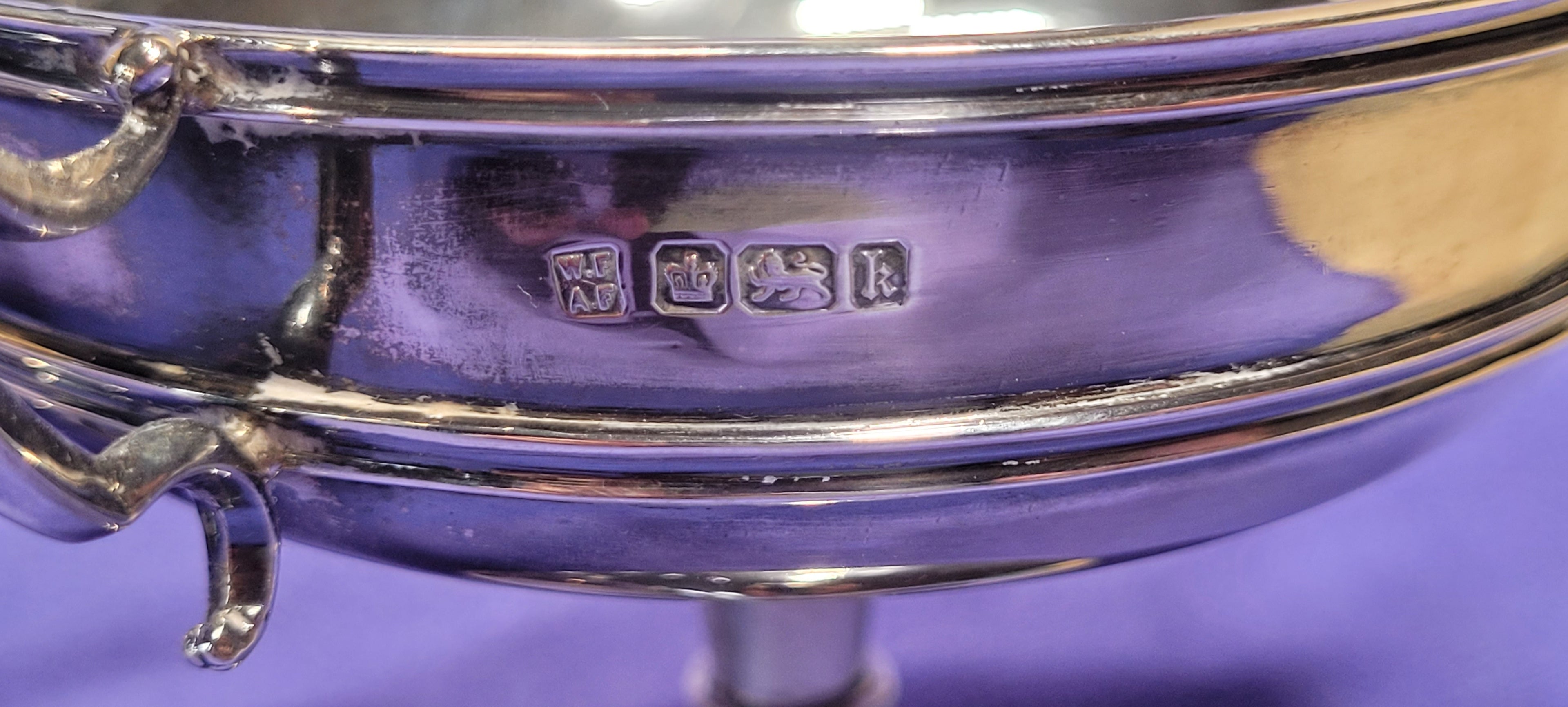 PAIR SOLID SILVER HANDLED PEDESTAL BOWLS FORDHAM & FAULKNER SHEFFIELD 1902 388g