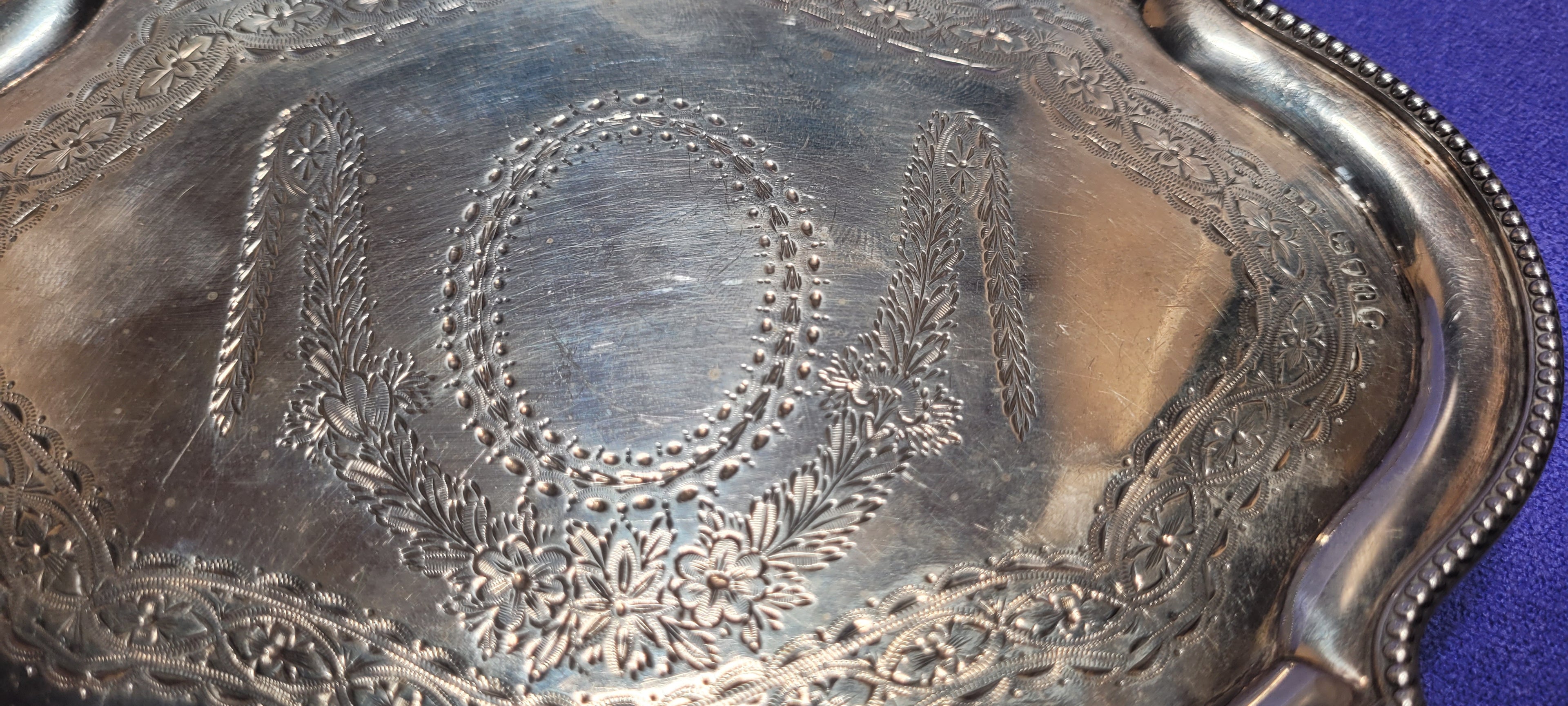 Antique Sterling Silver Footed Tray 212g London 1874 Robert Harper