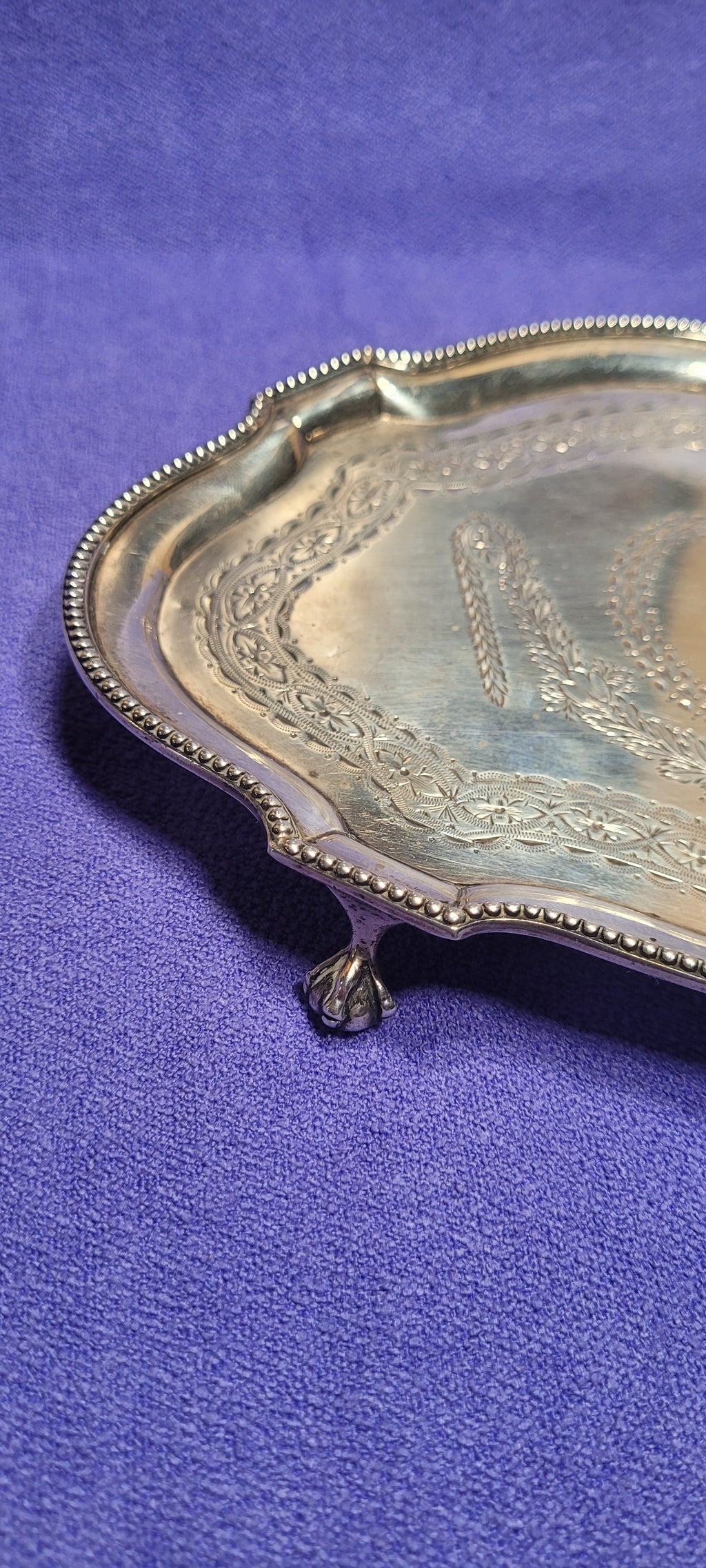 Antique Sterling Silver Footed Tray 212g London 1874 Robert Harper