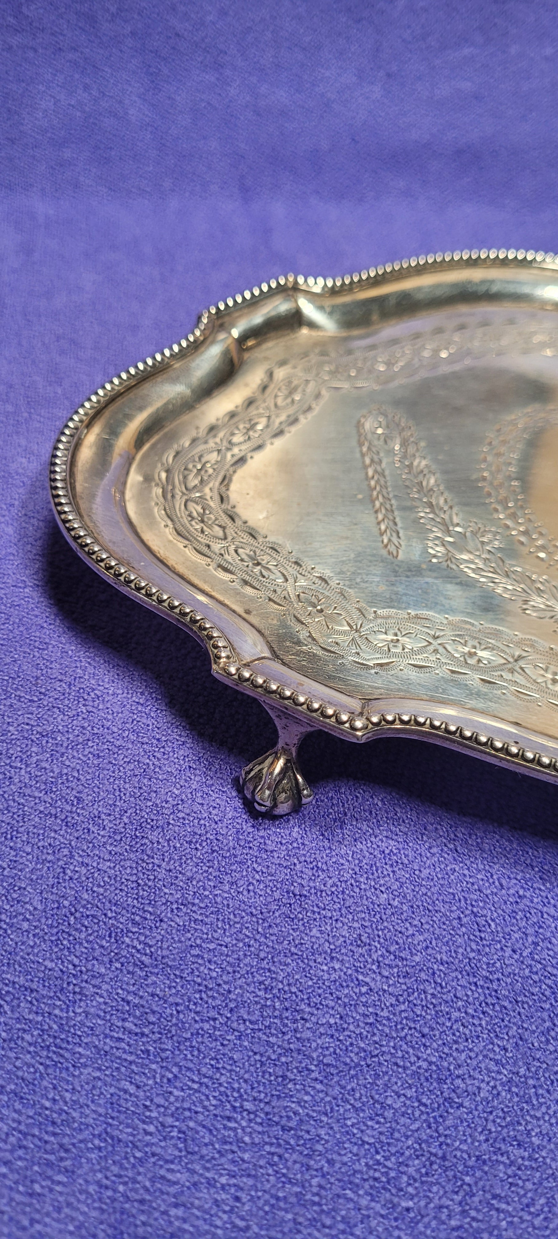 Antique Sterling Silver Footed Tray 212g London 1874 Robert Harper