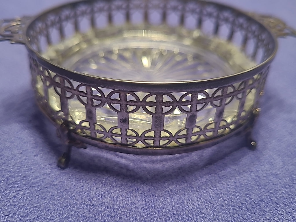 Antique 1925 Adie Brothers Sterling Silver Butter Dish Glass Liner Birmingham