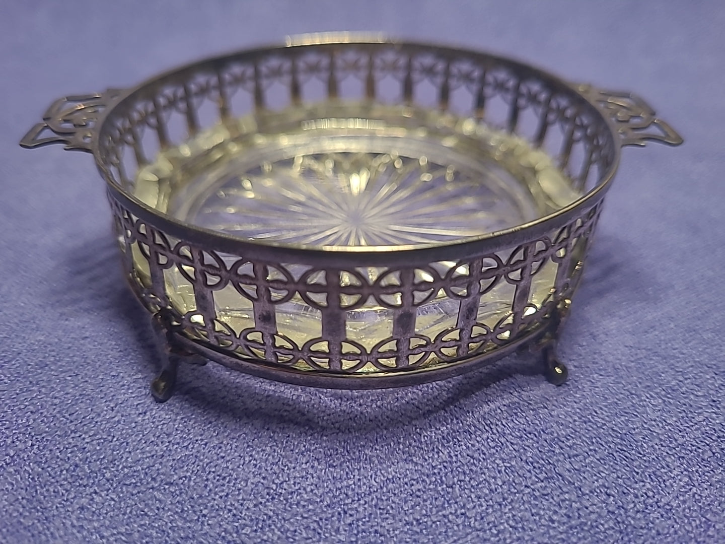 Antique 1925 Adie Brothers Sterling Silver Butter Dish Glass Liner Birmingham