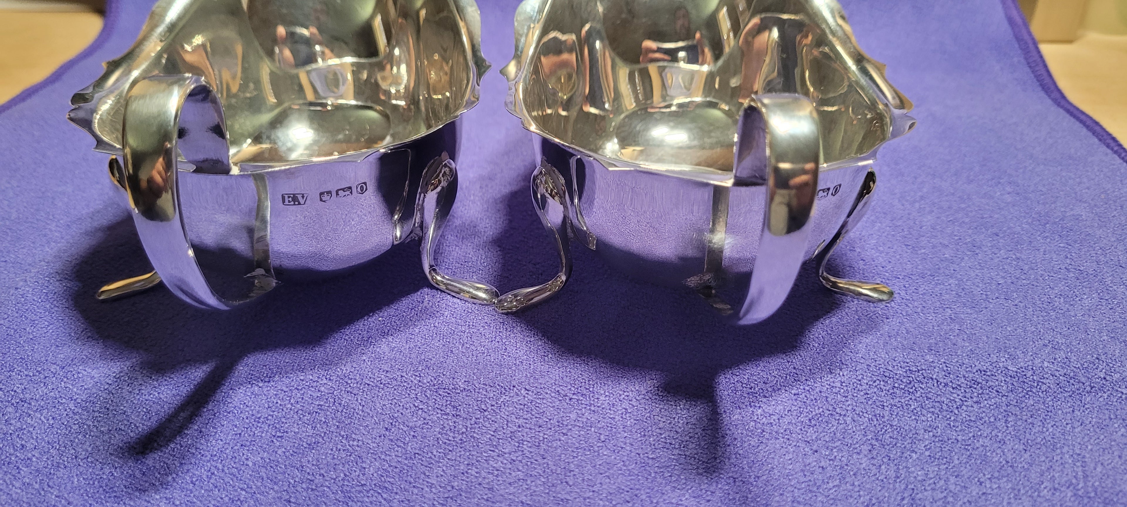 Pair Sterling Silver Sauce Boats Sheffield 1931 Emile Viner 316g Hallmarked