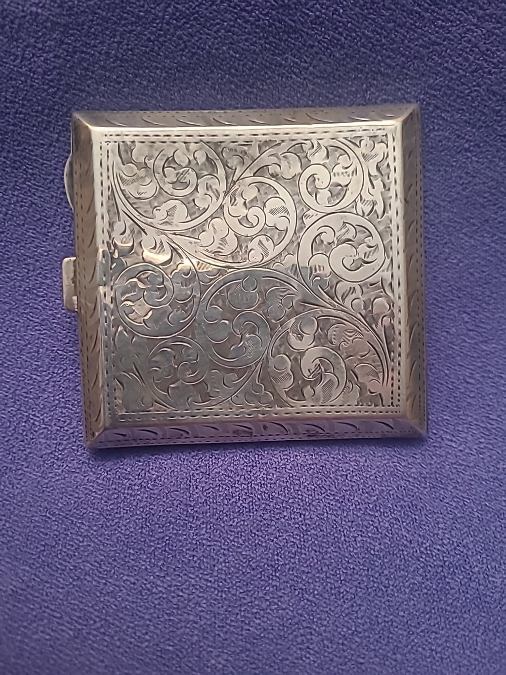 Antique Sterling Silver Engraved Cigarette Case Birmingham 1926 J L 110g