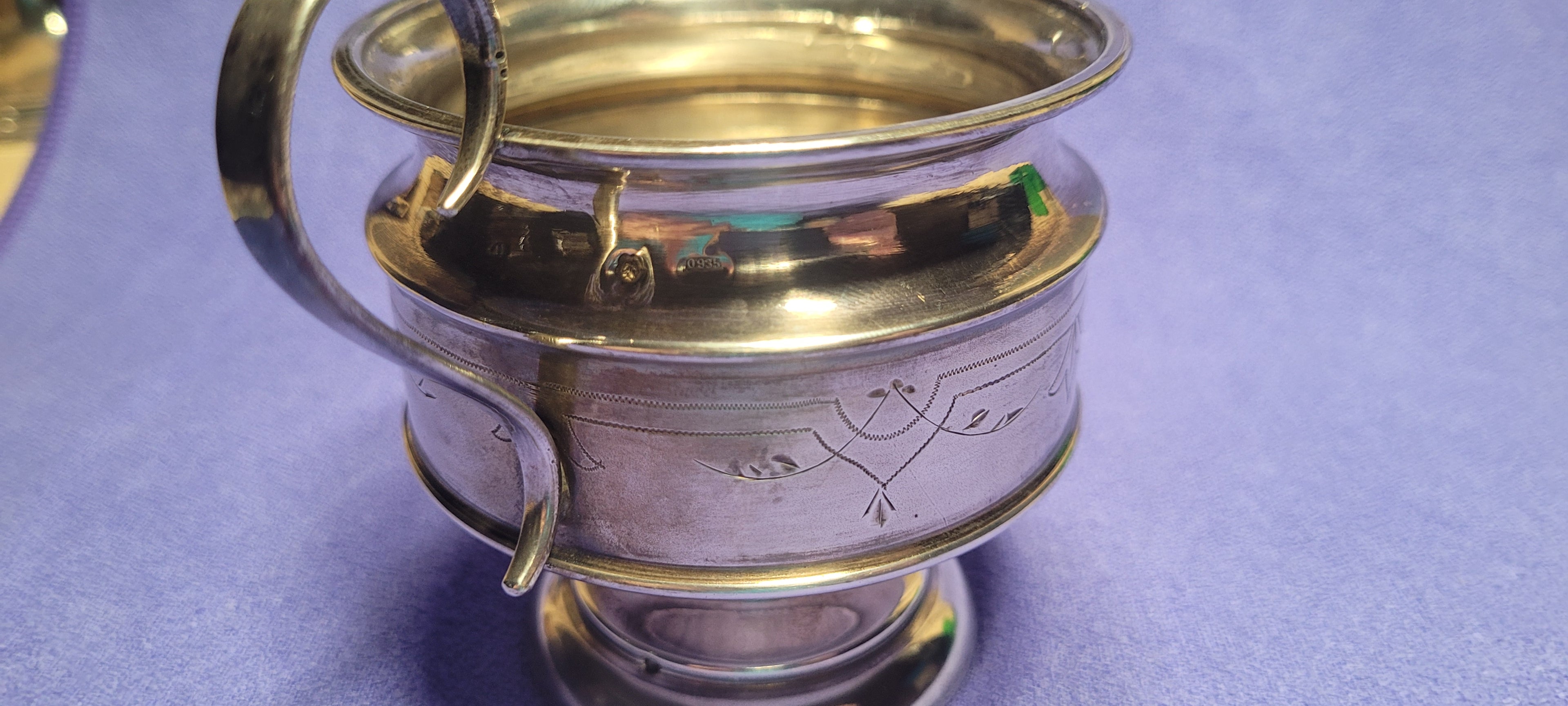 Antique 935 Silver Twin Handle Cup 194g Austria-Hungary “Diana Head” Mark