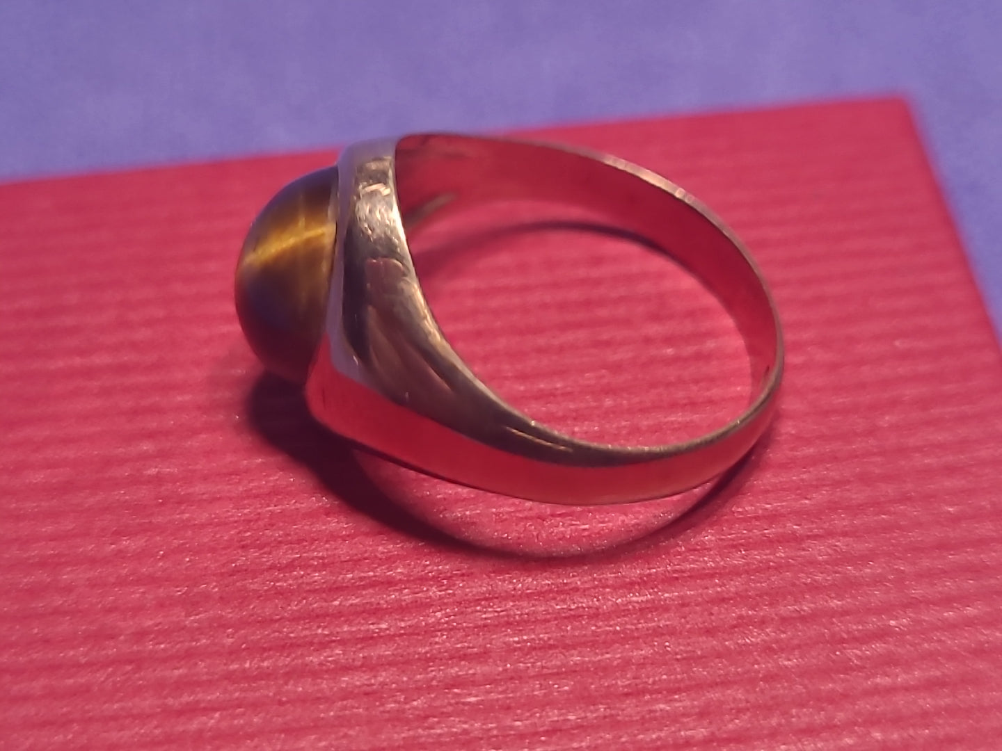 Vintage 9ct Gold Tiger’s Eye Signet Style Ring Hallmarked 375 Size L