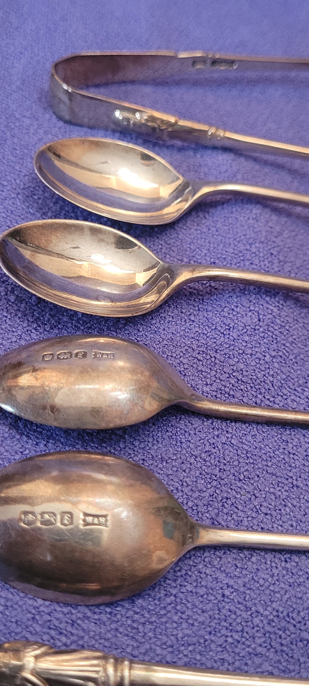 Antique Cased Solid Silver Spoon & Tong Set Walker & Hall 1923 98g