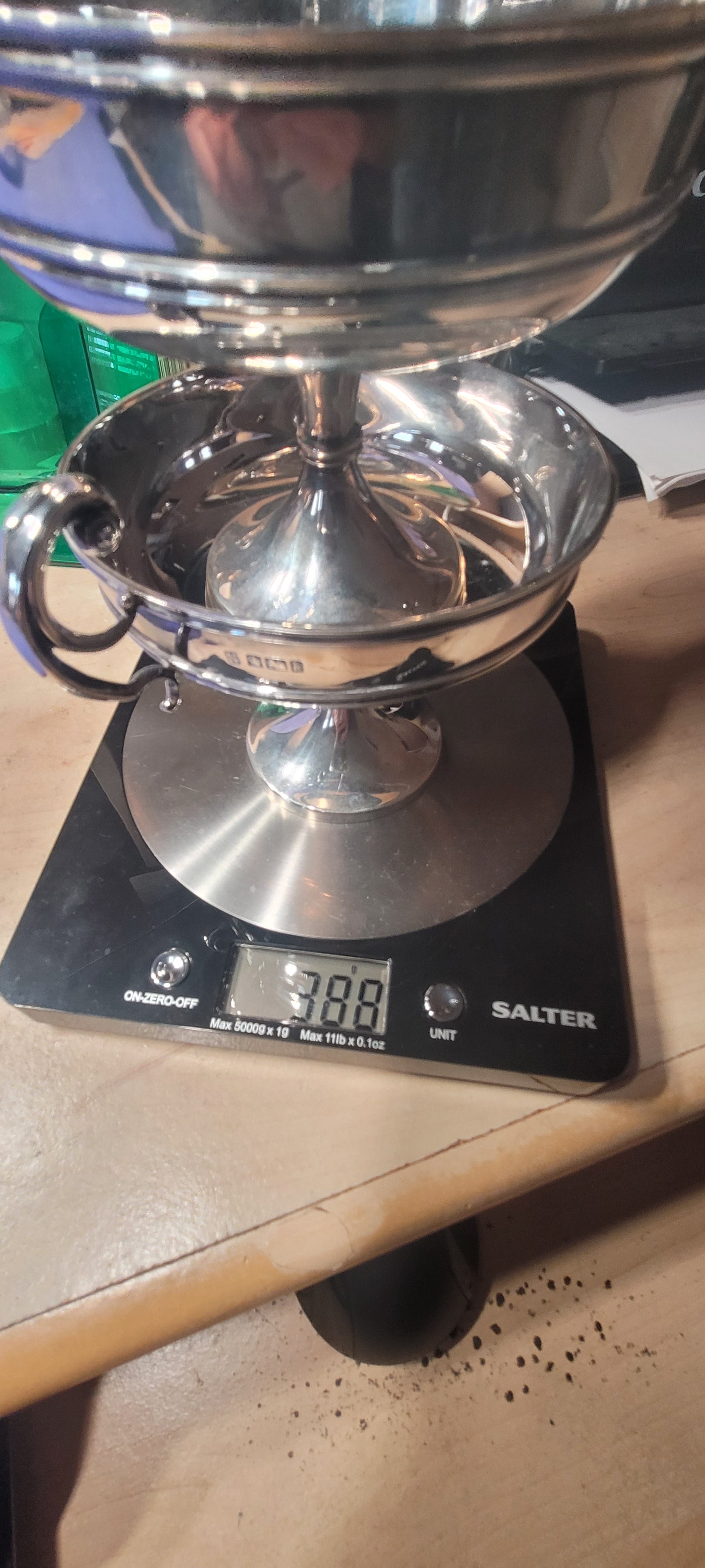 PAIR SOLID SILVER HANDLED PEDESTAL BOWLS FORDHAM & FAULKNER SHEFFIELD 1902 388g