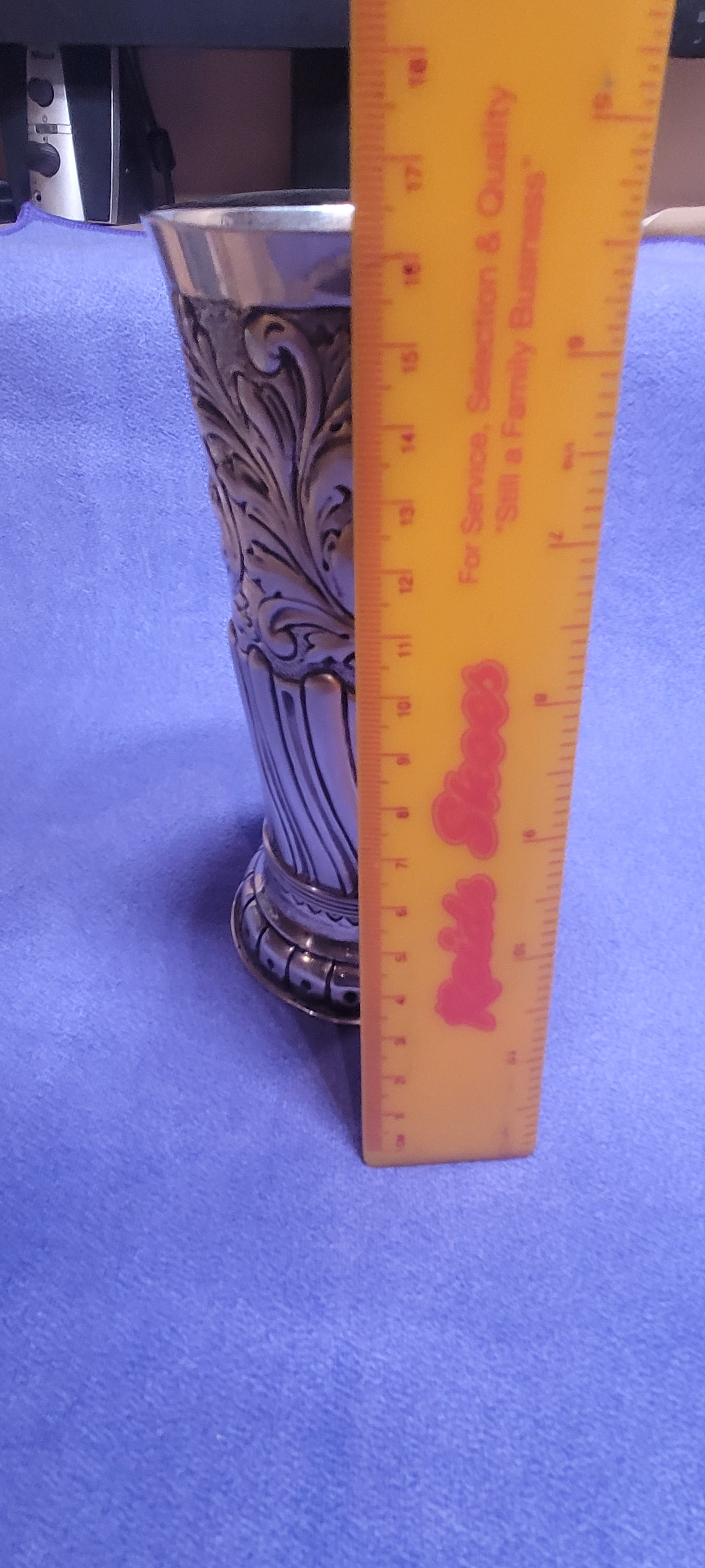 Victorian Sterling Silver Repousse Vase, 1888,Francis Boone Thomas, 193g ,London