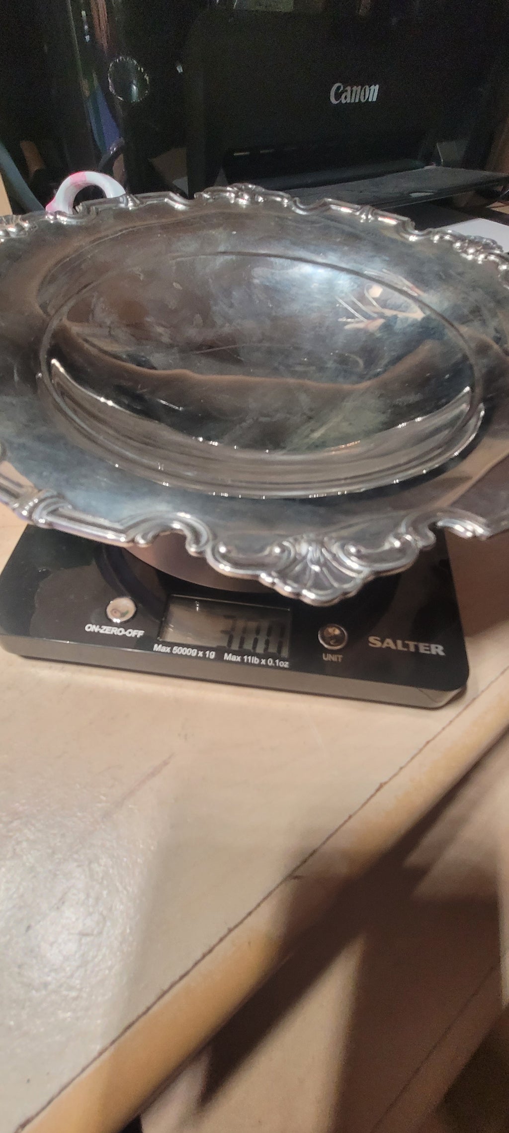 Mappin & Webb , Sterling Silver Large Tazza Dish , Sheffield , 1945 , 296g