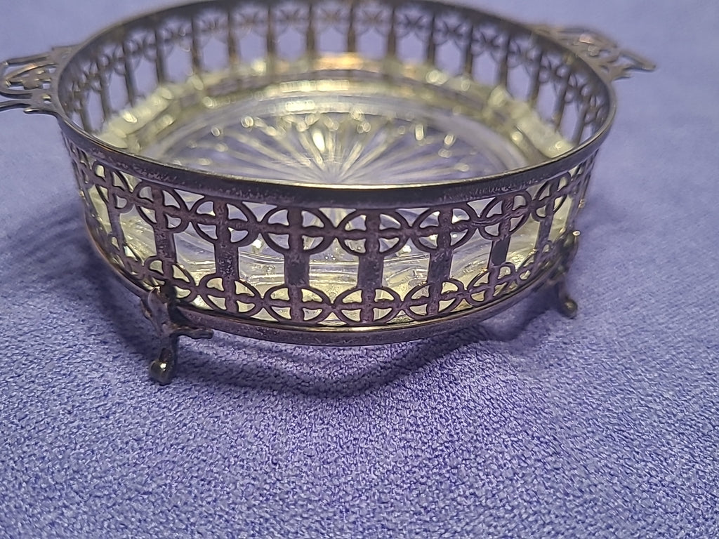 Antique 1925 Adie Brothers Sterling Silver Butter Dish Glass Liner Birmingham