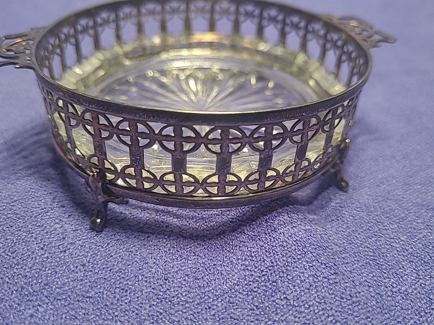 Antique 1925 Adie Brothers Sterling Silver Butter Dish Glass Liner Birmingham