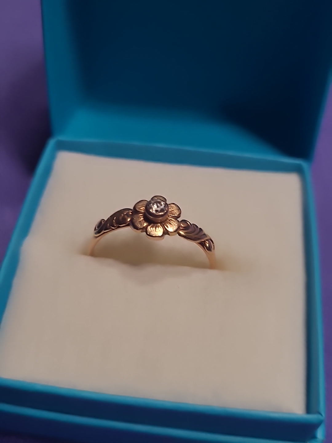 583 Yellow Gold Flower Ring Size O 1/2 Hallmarked 1.95g Vintage Soviet Jewelry