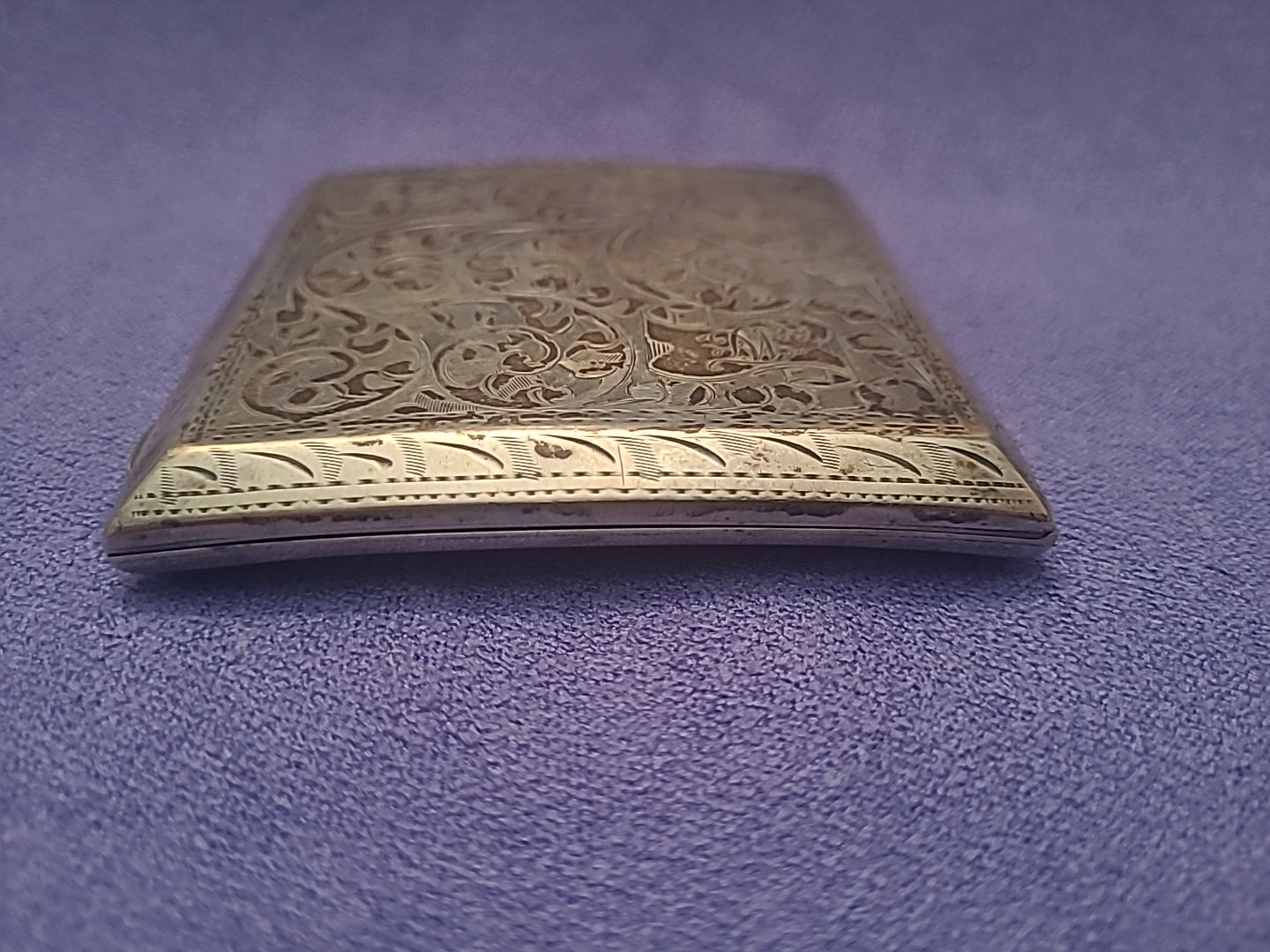 Antique Sterling Silver Engraved Cigarette Case Birmingham 1926 J L 110g