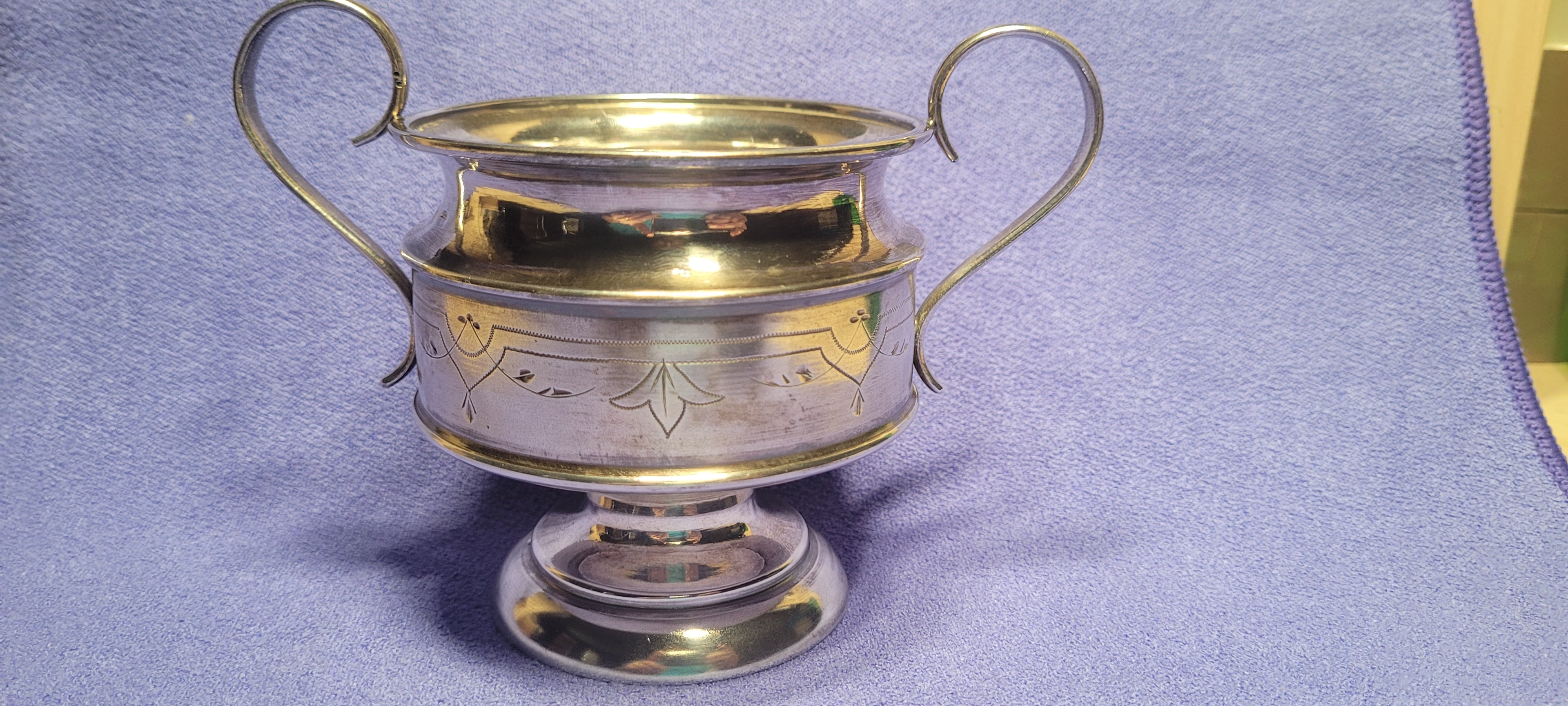 Antique 935 Silver Twin Handle Cup 194g Austria-Hungary “Diana Head” Mark