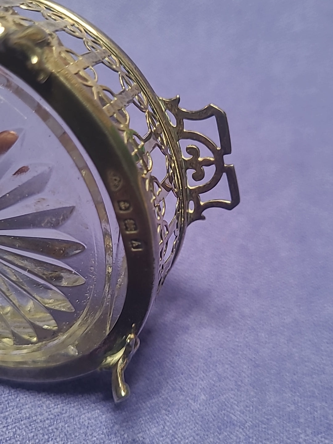 Antique 1925 Adie Brothers Sterling Silver Butter Dish Glass Liner Birmingham