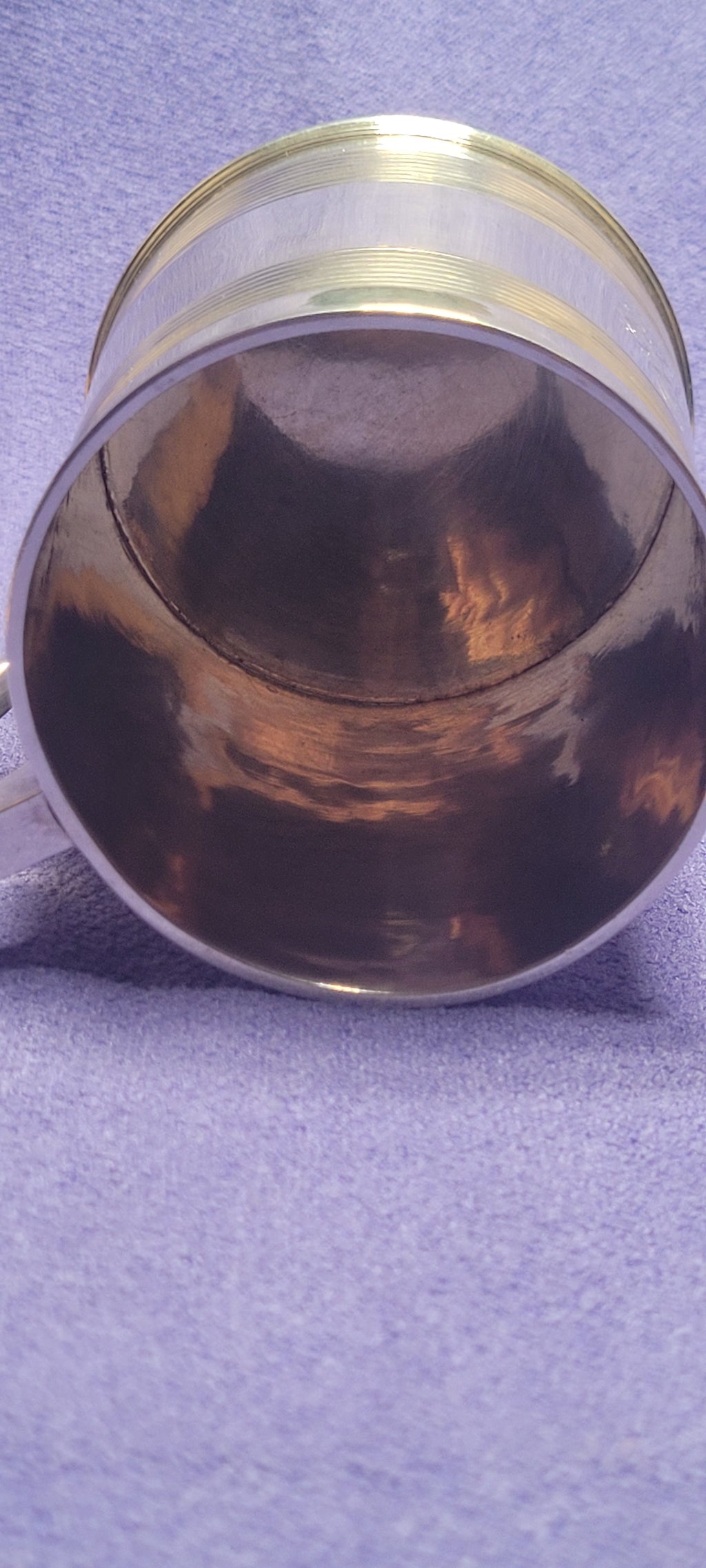 1856 Exeter Sterling Silver Christening Mug Lined Pattern Josiah Williams