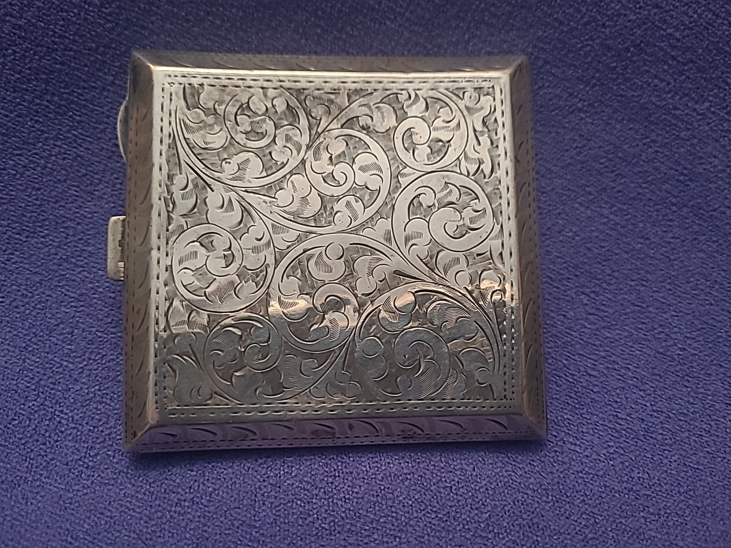 Antique Sterling Silver Engraved Cigarette Case Birmingham 1926 J L 110g