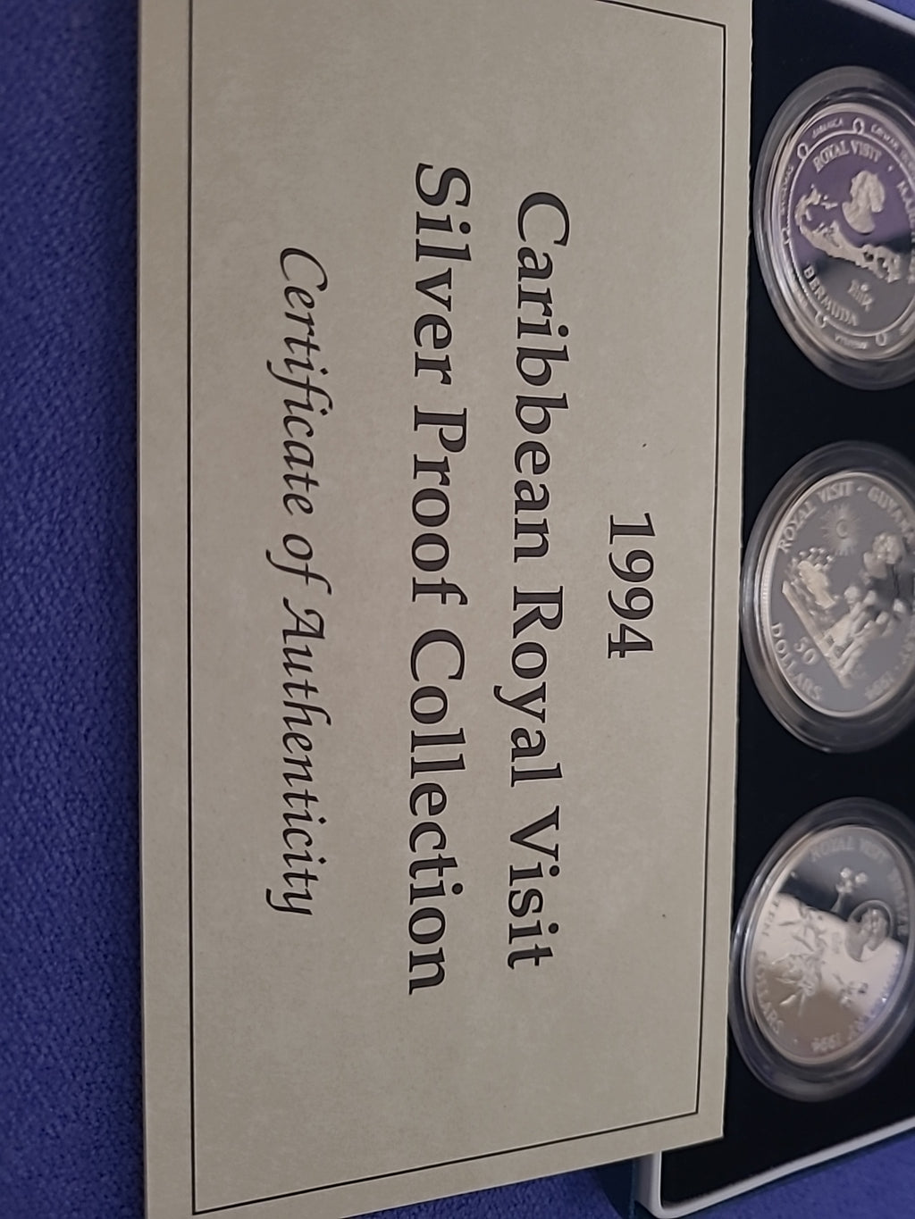 1994 Caribbean Royal Visit Silver Proof Collection –6 Sterling Silver Coins, COA