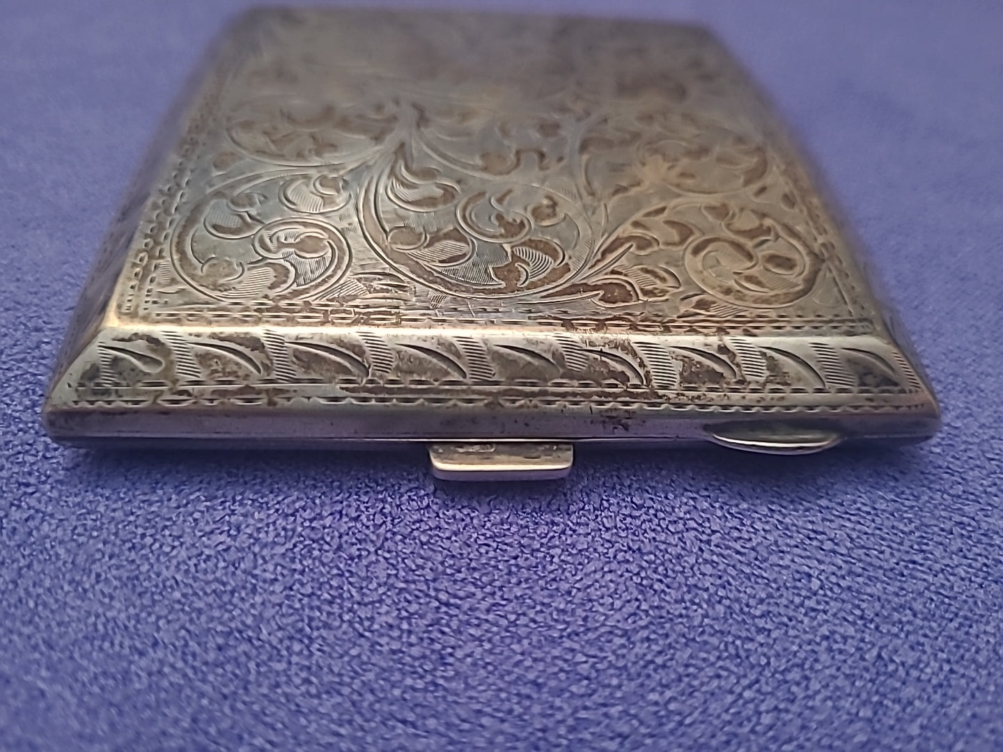 Antique Sterling Silver Engraved Cigarette Case Birmingham 1926 J L 110g