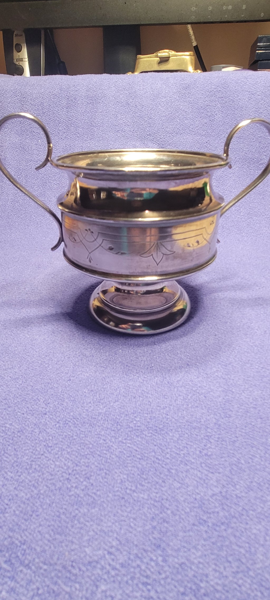 Antique 935 Silver Twin Handle Cup 194g Austria-Hungary “Diana Head” Mark