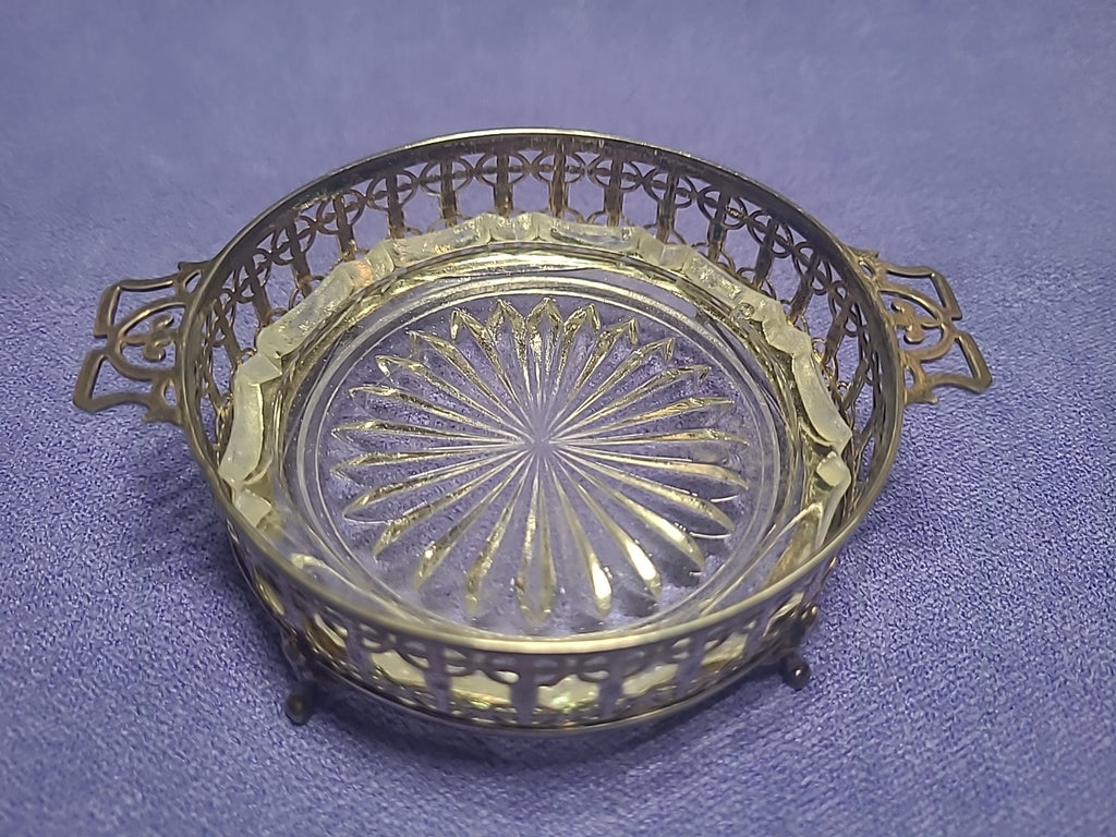 Antique 1925 Adie Brothers Sterling Silver Butter Dish Glass Liner Birmingham