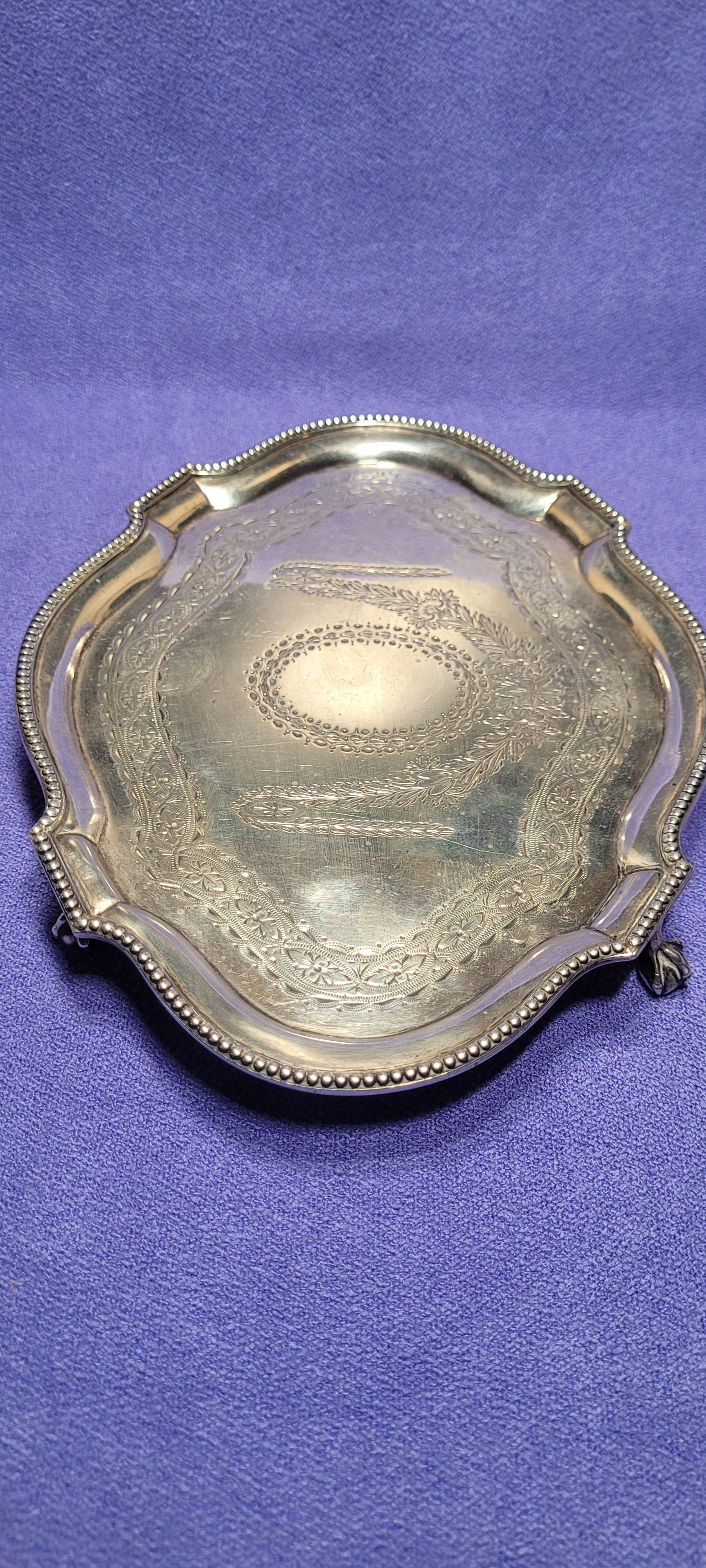 Antique Sterling Silver Footed Tray 212g London 1874 Robert Harper