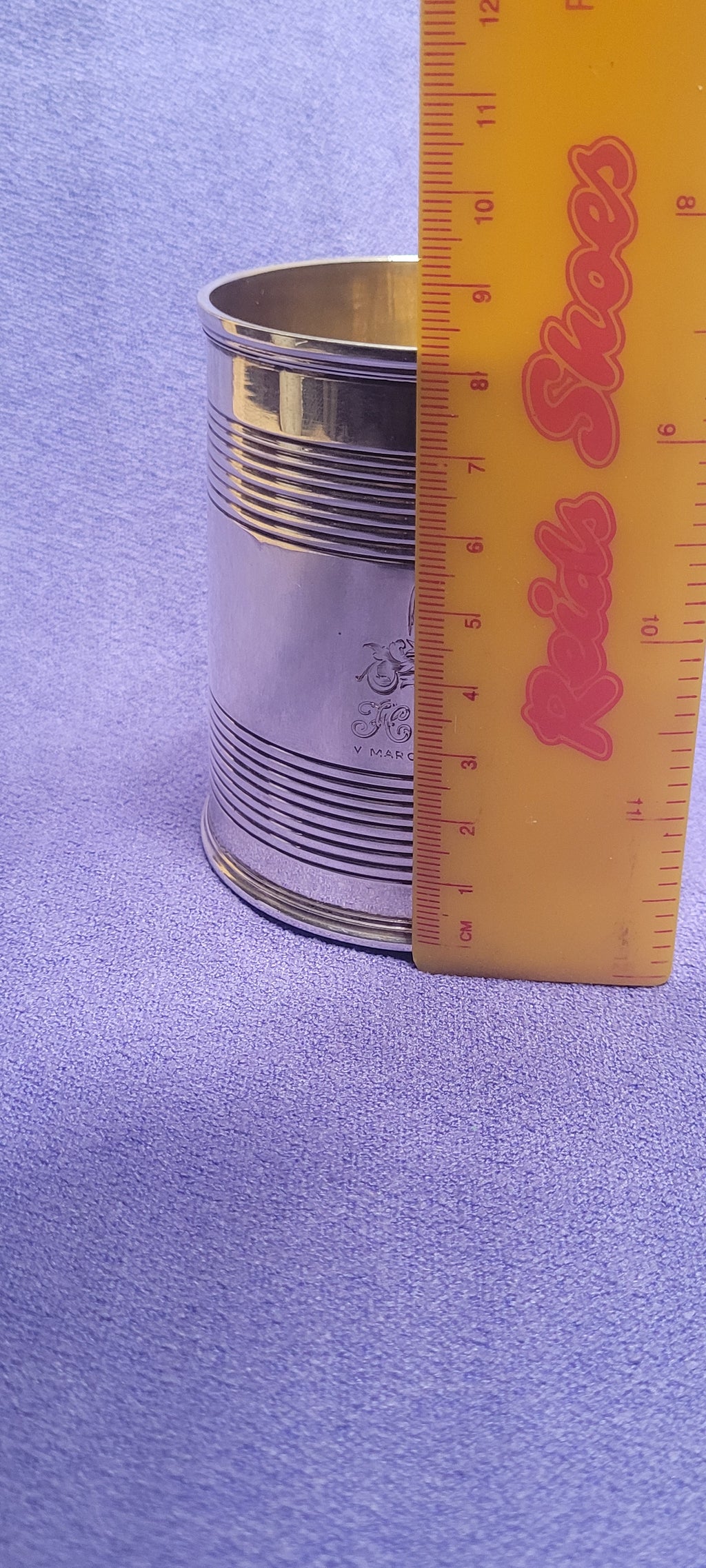 1856 Exeter Sterling Silver Christening Mug Lined Pattern Josiah Williams