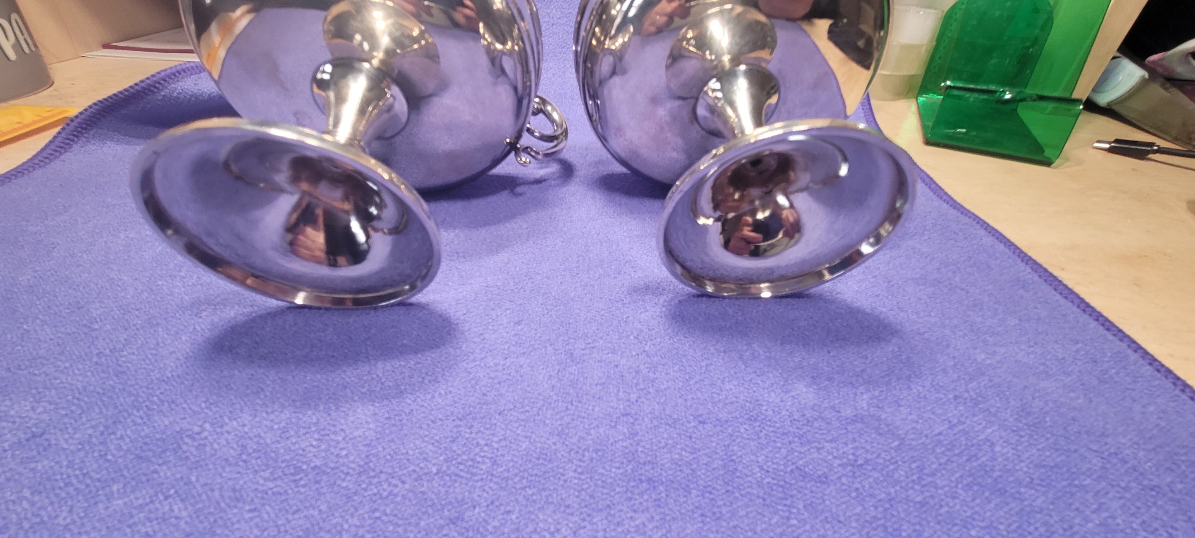 PAIR SOLID SILVER HANDLED PEDESTAL BOWLS FORDHAM & FAULKNER SHEFFIELD 1902 388g