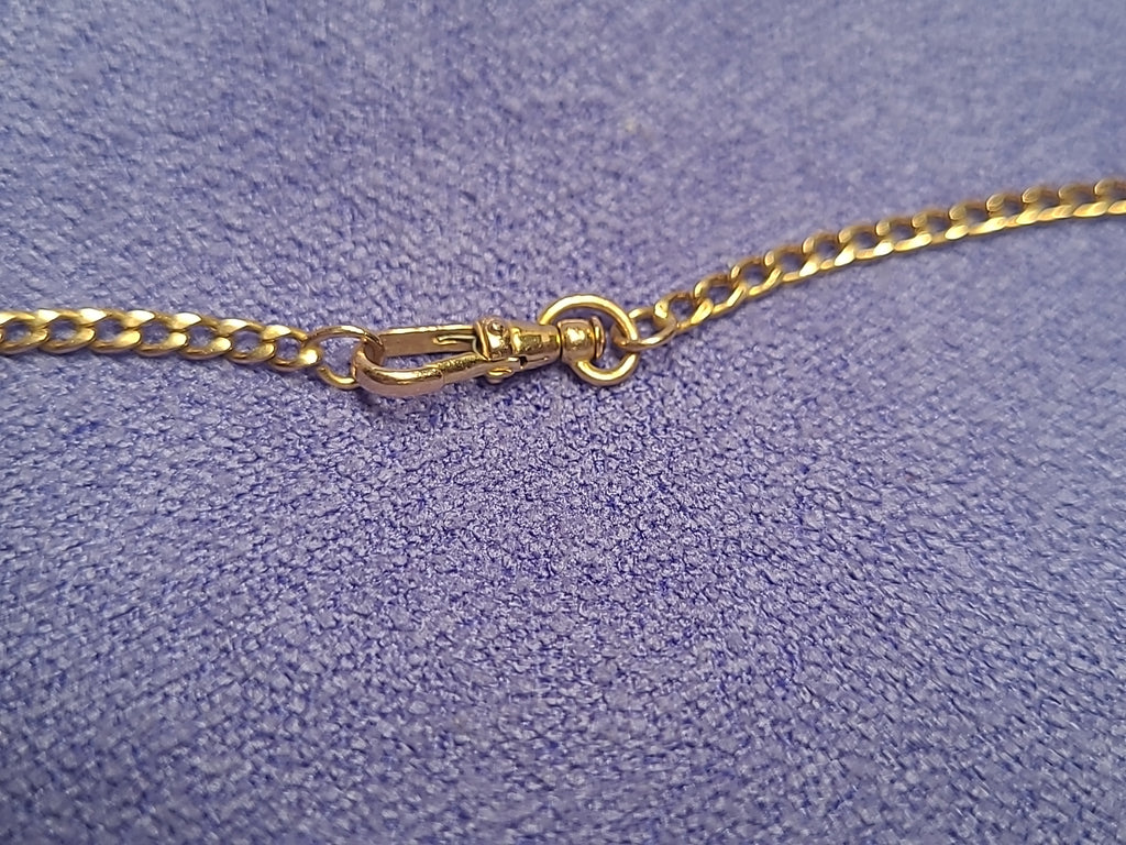 9ct Gold Onyx & Bloodstone Fob Pendant With Chain Hallmarked 7.5g