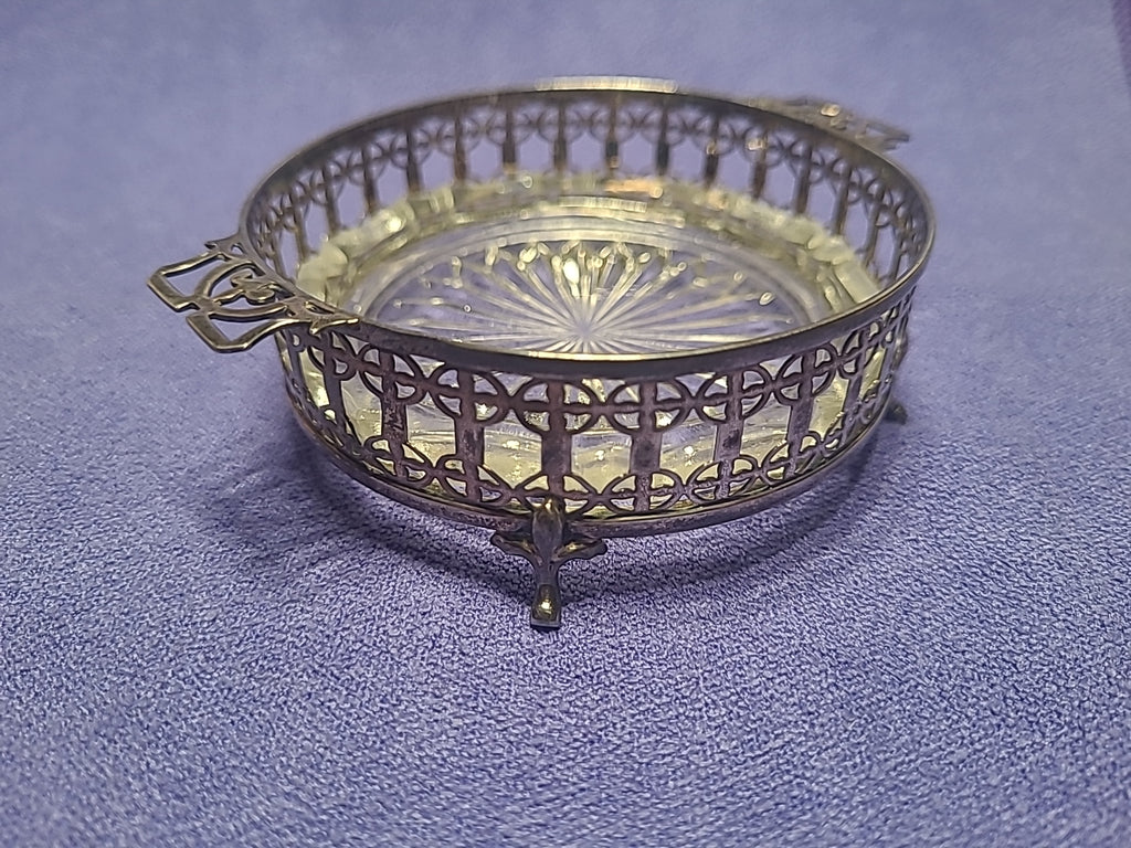 Antique 1925 Adie Brothers Sterling Silver Butter Dish Glass Liner Birmingham