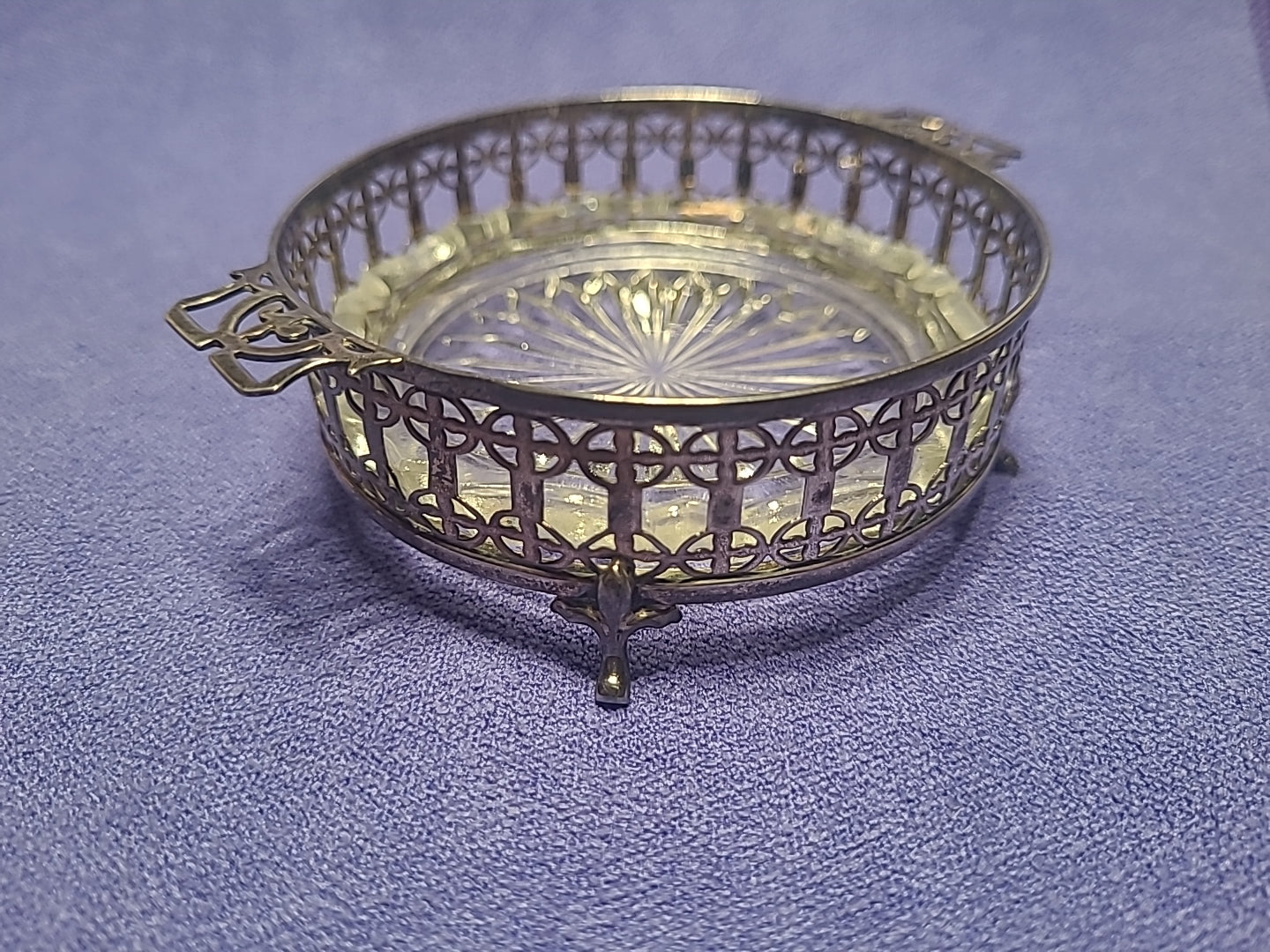 Antique 1925 Adie Brothers Sterling Silver Butter Dish Glass Liner Birmingham